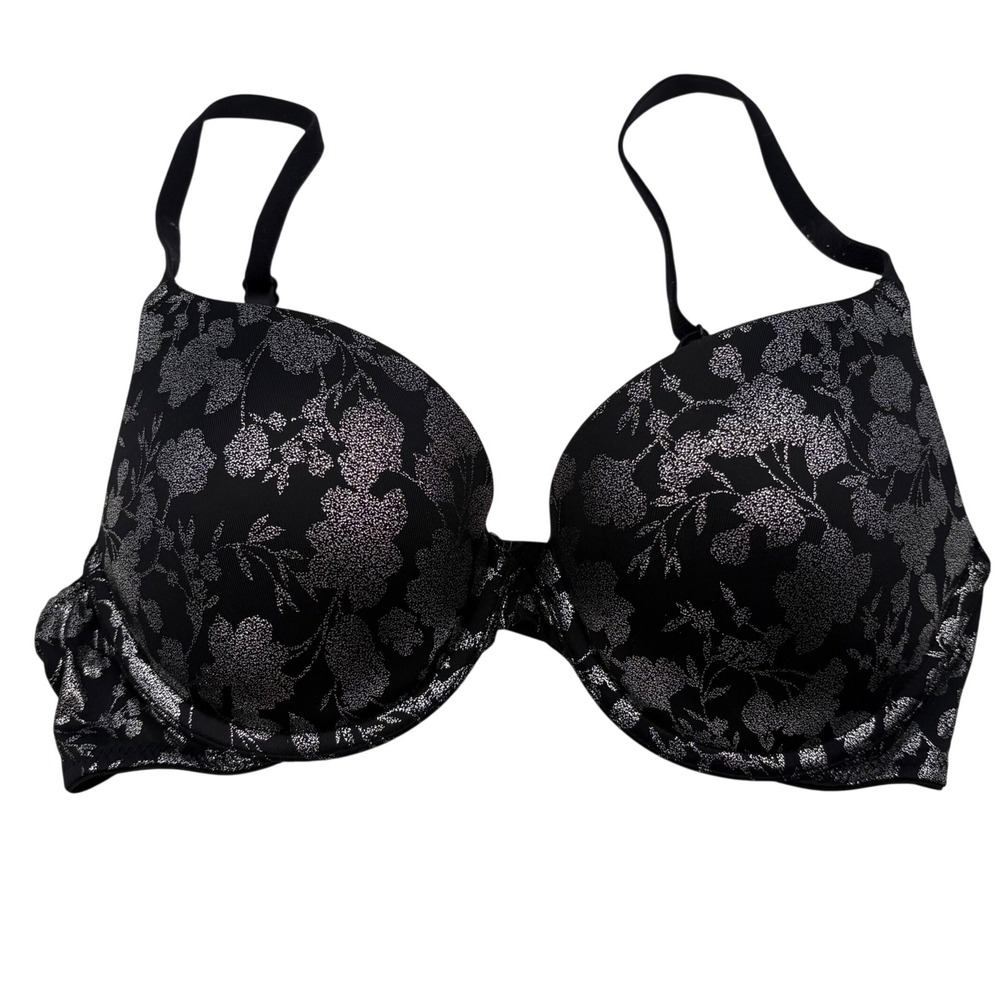 Victoria's Secret Pink Women's Size 34B Everywhere Push‎ Up Bra Black Metallic